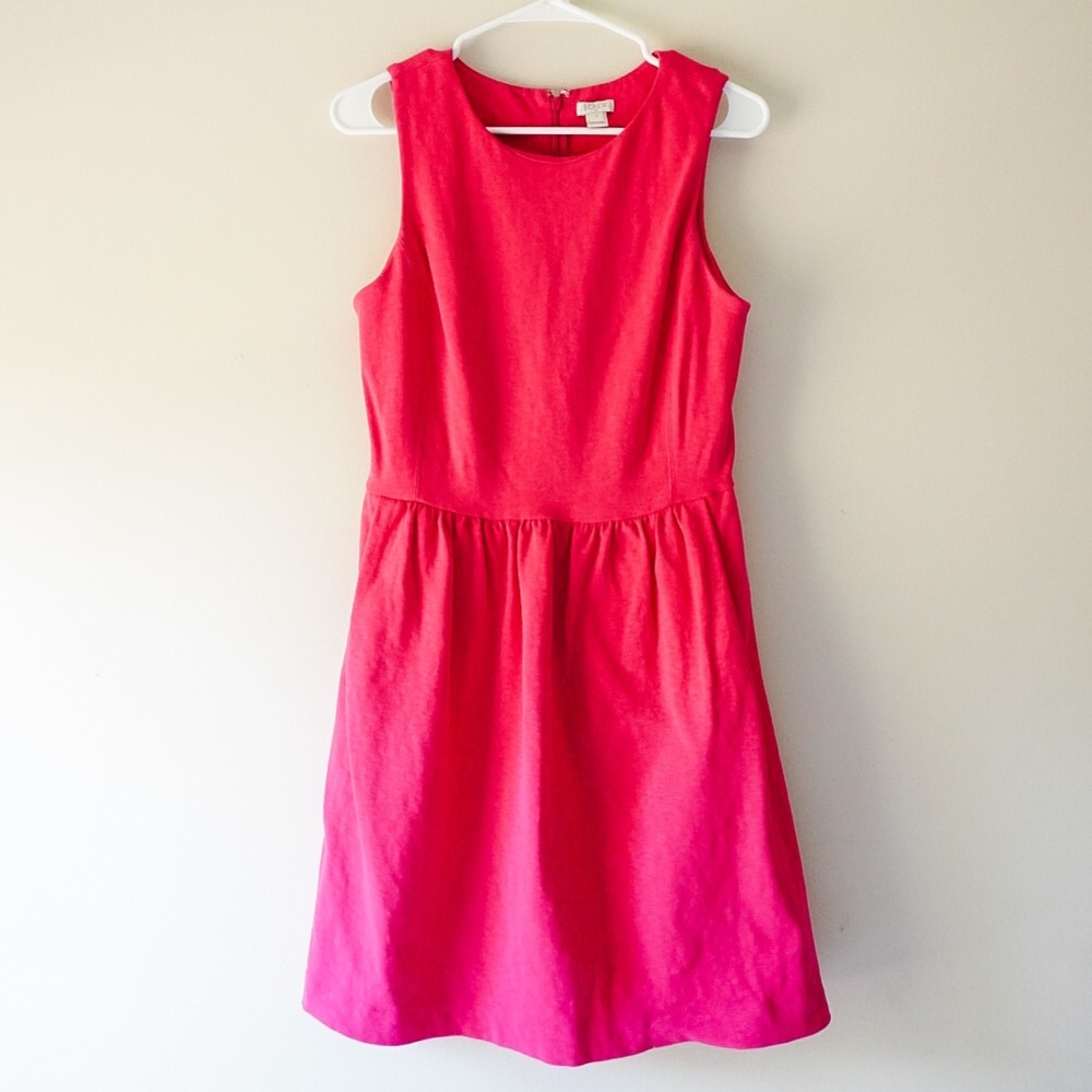 J Crew Factory pleated pink dress